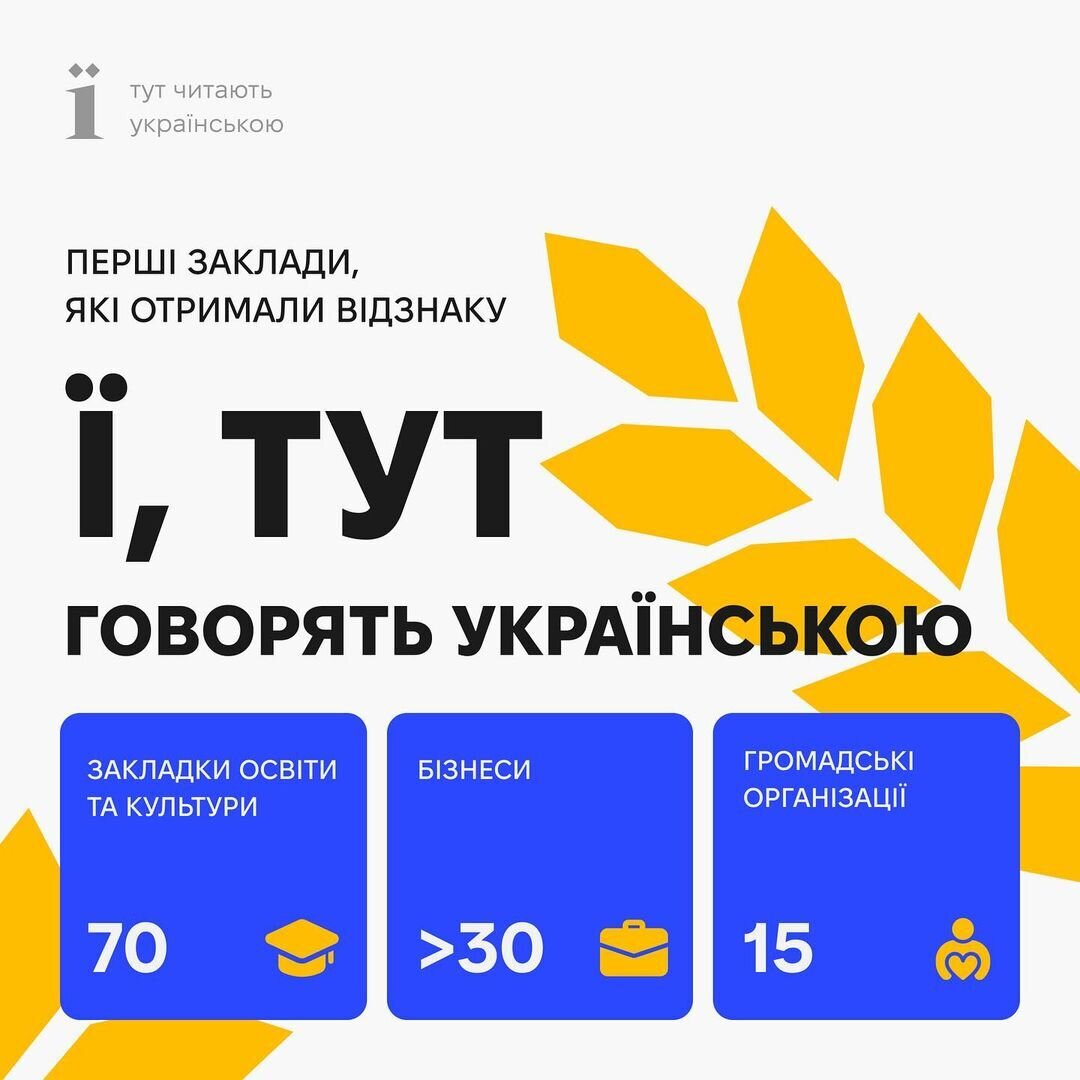 Перші заклади, які отримали відзнаку "Ї, тут говорять українською"